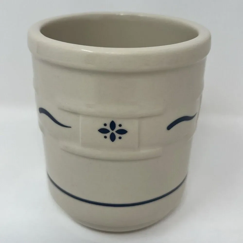 10-Oz Long Serger Pottery Woven Traditions Blue Coffee Mug Tea Cup Made In USA